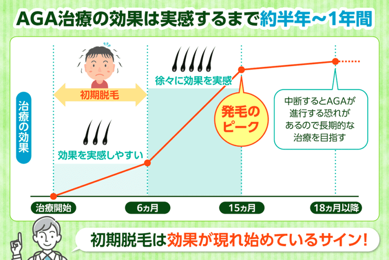 AGA治療の効果が表れるまでの期間を示した画像